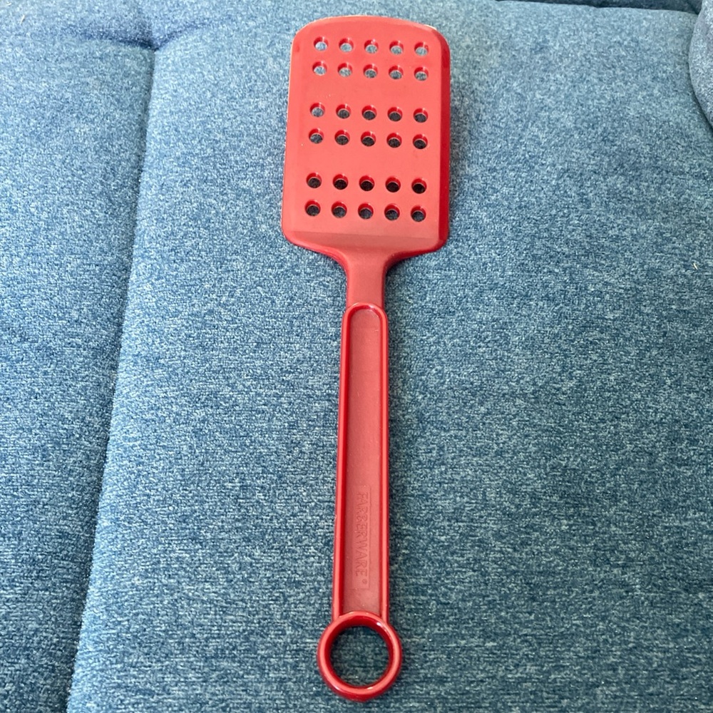 Vintage Farberware Nylon Slotted Spatula Turner Flipper Cherry Red 12” Long Rare